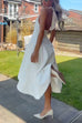 Karleedress Halter Neck Backless Hollow Out Swing Midi Dress