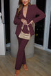 Karleedress One Button Pocketed Blazer and Straight Leg Pants Power Suit Set