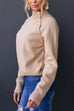 High Neck Buttons Ribbed Knit Casual Sweater
