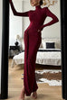 Karleedress Turtleneck Ruched High Slit Maxi Party Dress
