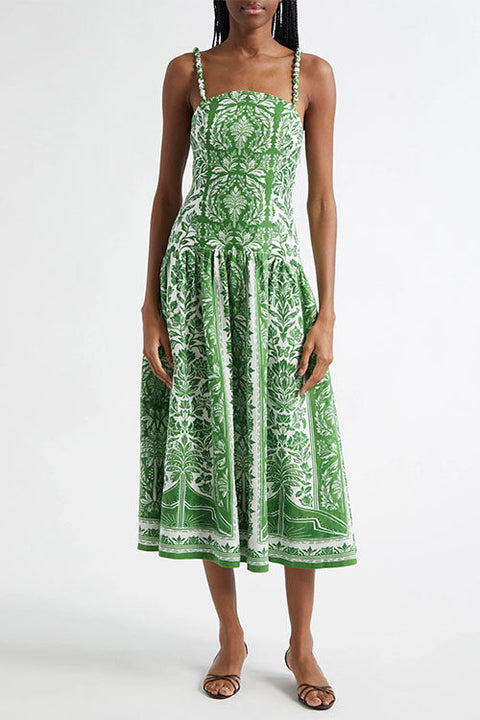 Strappy Backless Botanical Garden Print Maxi Dress