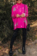 Karleedress High Neck Side Slit Cheetah Pattern Sweater