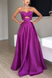 Karleedress Strapless Lace-up High Slit Satin Maxi Party Dress