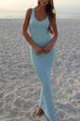 Karleedress U Neck Sleeveless Sequin Bodycon Maxi Dress