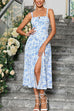 Karleedress Adjustable Strap Back Lace-up Slit Midi Dress