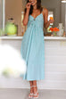 Karleedress V Neck Lace-up Striped Midi Cami Dress