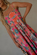 Spaghetti Strap Empire Waist Floral Print Flowy Maxi Dress
