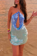 Karleedress Halter Cut Out Open Back Sequin Mini Dress