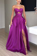 Karleedress Strapless Lace-up High Slit Satin Maxi Party Dress