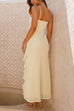 Karleedress Adjustable Strap Ruffle High Slit Maxi Dress