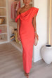 Draped One Shoulder Bodycon Maxi Party Dress