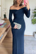 Elegant Off Shoulder Long Sleeves Ruched Maxi Dress