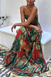 Strapless Smocked Ombre Print Swing Maxi Dress