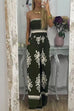 Karleedress Off Shoulder Smocked High Waist Wide Leg Printed Jumpsuit