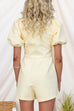Puff Short Sleeves Front Zipper Up Pocketed  Romper