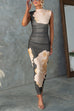 Mockneck Sleeveless Floral Print Bodycon Maxi Dress