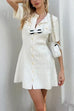 Karleedress Short Sleeves Button Down Mini Knit Dress