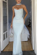 Karleedress Ruched Strapless Corset and Bodycon Maxi Skirt Set with Scarf