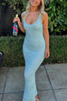Karleedress U Neck Sleeveless Sequin Bodycon Maxi Dress