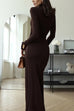 Karleedress Turtleneck Ruched High Slit Maxi Party Dress