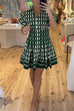 Short Sleeves Button Up Geometric Print Mini Dress
