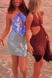 Karleedress Halter Cut Out Open Back Sequin Mini Dress