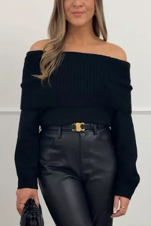 Karleedress Off Shoulder Long Sleeves Slim Fit Sweater
