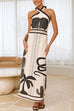 Karleedress Palm Canyon Print Criss Cross Halter Maxi Dress