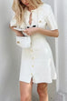 Karleedress Short Sleeves Button Down Mini Knit Dress
