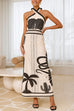 Karleedress Palm Canyon Print Criss Cross Halter Maxi Dress