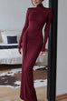 Karleedress Turtleneck Ruched High Slit Maxi Party Dress