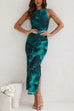 Karleedress Sleeveless Side Slit Printed Bodycon Midi Dress