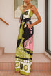 Karleedress Tie Front Cut Out Wide Leg Printed Cami Jumpsuit