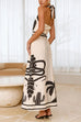 Karleedress Palm Canyon Print Criss Cross Halter Maxi Dress