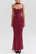 Karleedress Ruched Strapless Corset and Bodycon Maxi Skirt Set with Scarf