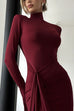 Karleedress Turtleneck Ruched High Slit Maxi Party Dress