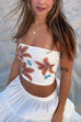 Karleedress Strapless Tube Floral Print Crop Top