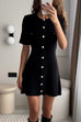 Karleedress Short Sleeves Button Down Mini Knit Dress