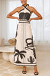 Karleedress Palm Canyon Print Criss Cross Halter Maxi Dress