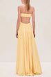 Karleedress Spaghetti Strap Back Cut Out Pleated Maxi Dress