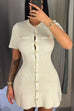 Karleedress Short Sleeves Button Down Mini Knit Dress