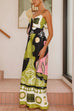 Karleedress Tie Front Cut Out Wide Leg Printed Cami Jumpsuit