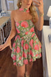 Karleedress Strapless Floral Print Mini Dress with Scarf