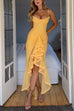 Karleedress Spaghetti Strap Draped Front Ruffle Trim Maxi Dress
