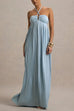 Criss Cross Halter Cut Out Pleated Swing Maxi Dress