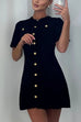 Karleedress Short Sleeves Button Down Mini Knit Dress