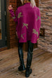 Karleedress High Neck Side Slit Cheetah Pattern Sweater