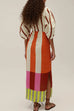 Karleedress Knot Front Cut Out Puff Sleeves Side Slit Printed Midi Dress
