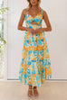 Karleedress Twist Front Cut Out Printed Midi Cami Dress
