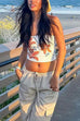 Karleedress Strapless Tube Floral Print Crop Top